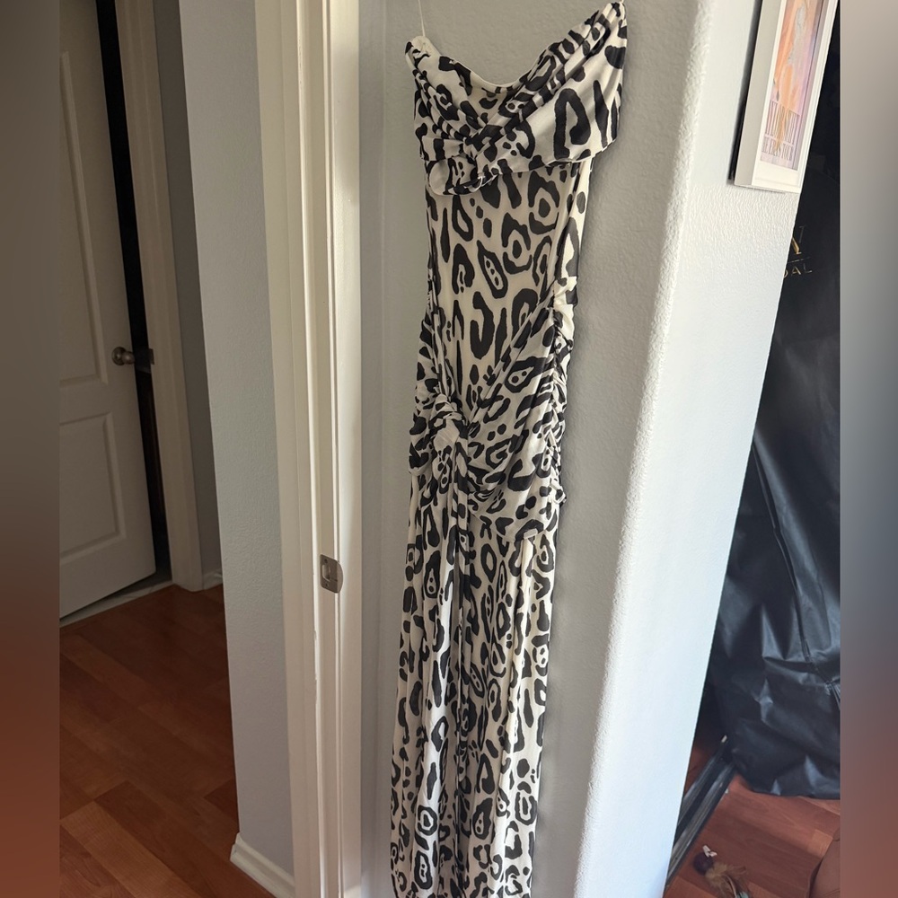 AFRM Black and White Leopard Print Maxi Dress